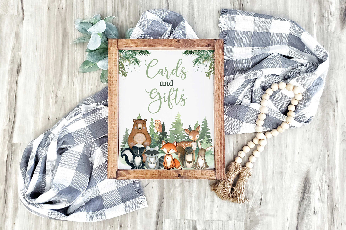 Woodland Cards and Gifts Sign | Forest Animals Party Table Decorations - 47J2