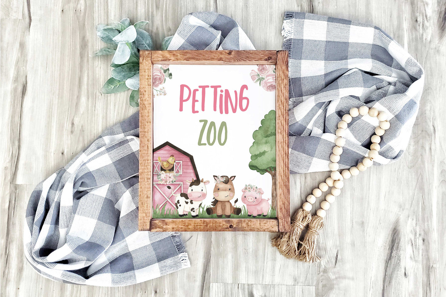 Girl Petting Zoo Sign | Floral Farm Party Decorations - 11A