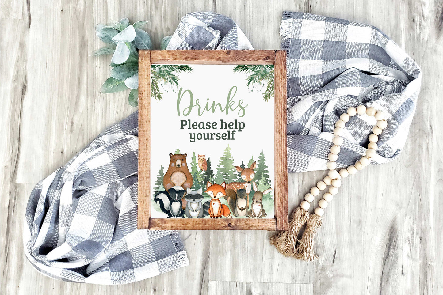 Woodland Drink Sign | Forest Animals Party Table Decorations - 47J2