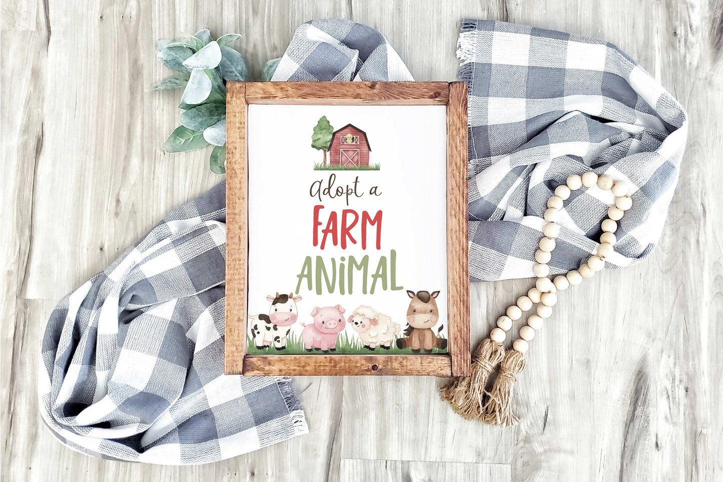 Adopt a Farm Animal Sign Printable | Farm Party Table Decoration - 11A