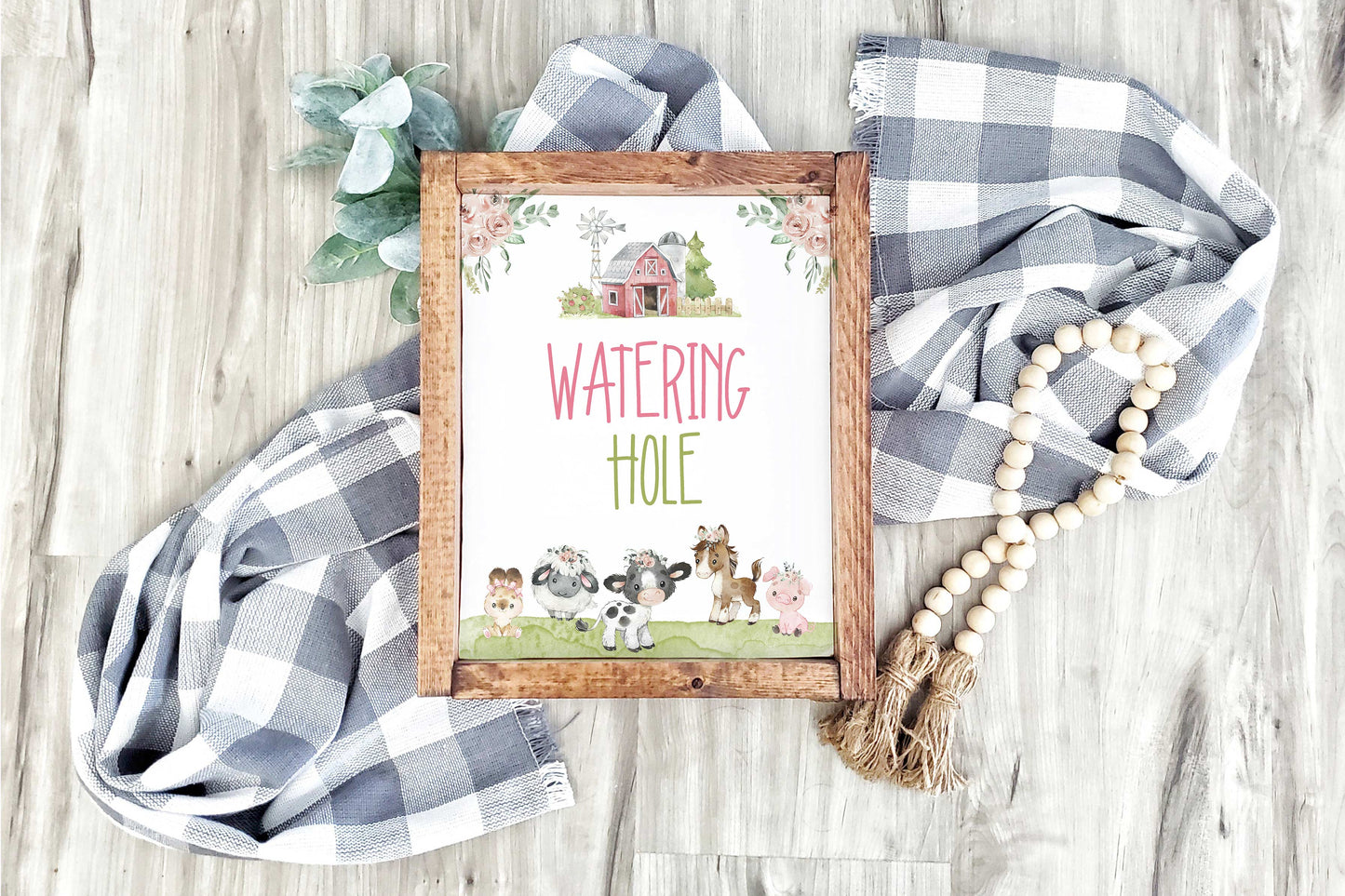 Watering Hole Sign Printable | Floral Farm Party Table Decoration - 11C1