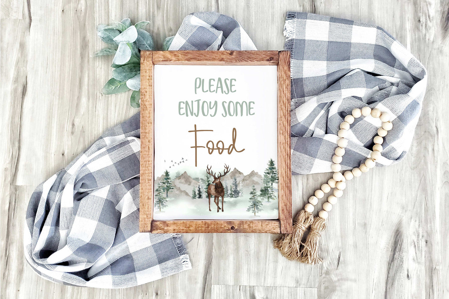 Woodland Enjoy some Food Sign | Forest Animals Party Decorations - 47H
