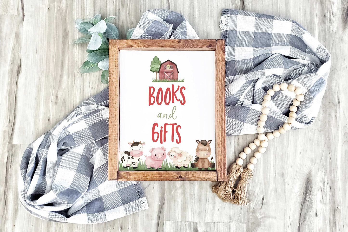 Books and Gifts Sign Printable | Farm Baby Shower Table Decoration - 11A