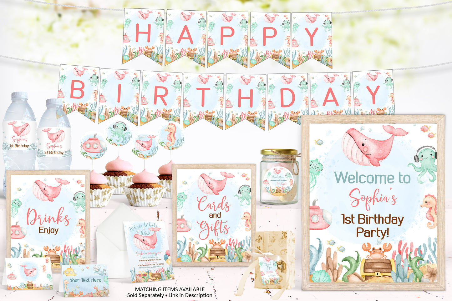 Girl Under the Sea Cards and Gifts Sign | Ocean Themed Party Table Decorations - 44A