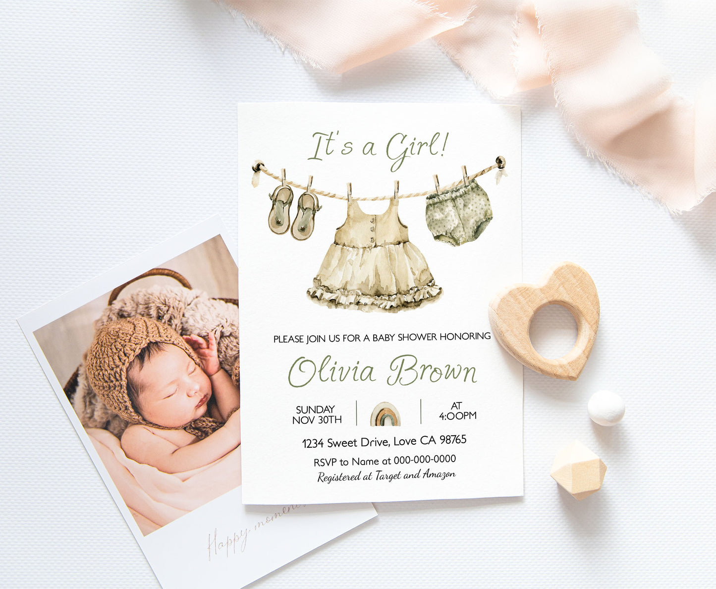 Boho Nursery Baby Shower Invitation | Editable It's a girl Baby Shower Invite - 59A