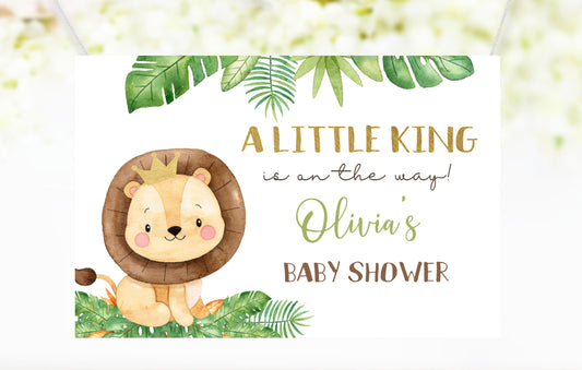 Editable Lion baby shower Backdrop Banner | Safari Baby shower Sign - 35E