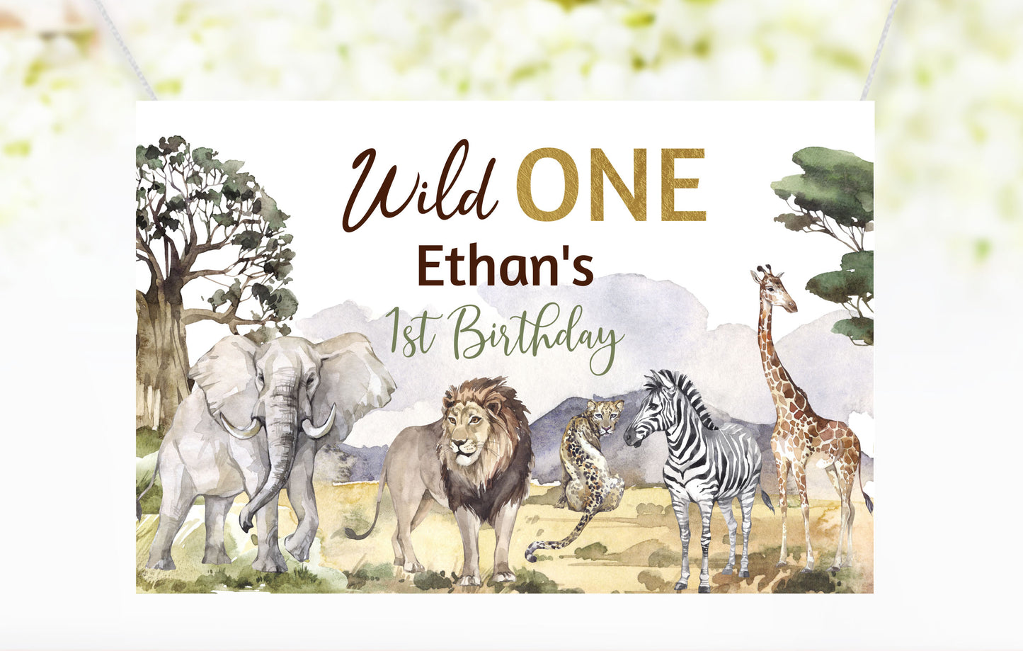 Editable Safari Animals Birthday Backdrop Banner | Safari Party Sign - 35I