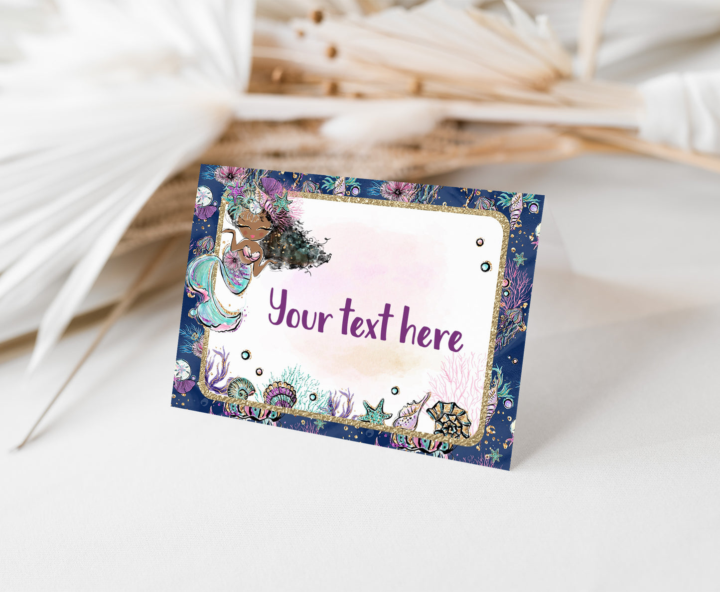 Editable Mermaid Place Cards | Girl Under The Sea Party Decorations - 20B1