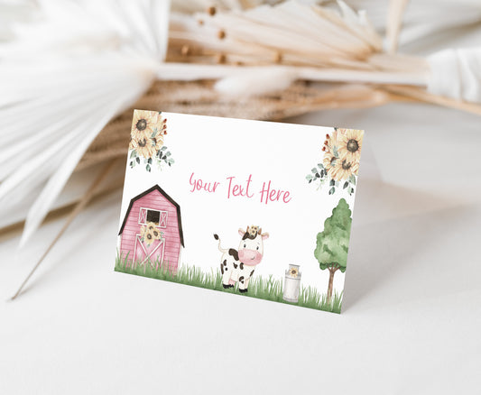 Sunflower cow Place Cards | Barnyard Bash Table Decorations - 11g