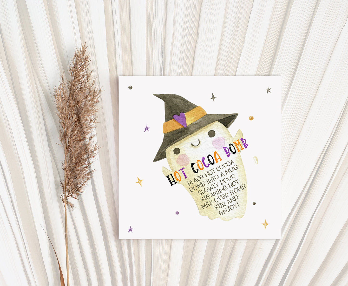 Hot Cocoa Chocolate Ghost Tags 2"x2" | Halloween Gift Tags - 115