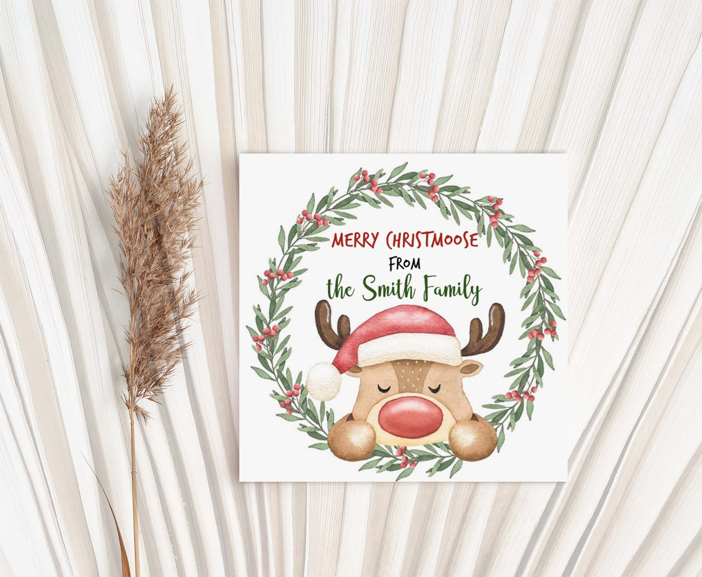 Editable Merry Christmoose 2"x2" Tag | Christmas Gift Tag - 112