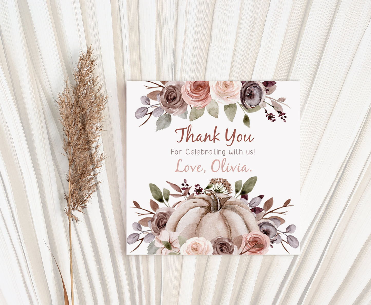 Editable Fall Thank You Tags 2"x2" | Pumpkin Baby Shower Decorations - 30I