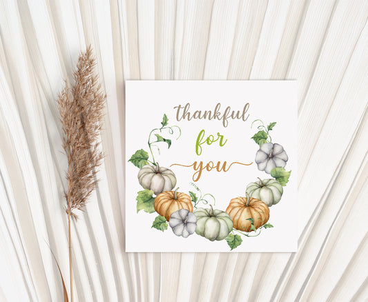 Thankful for you Tags 2"x2" | Pumpkin Themed Party Decorations - 30