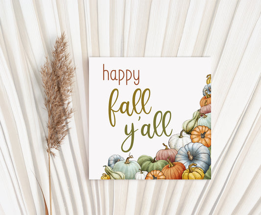 Happy Fall Yáll Tags 2"x2" | Fall Themed Party Decorations - 30