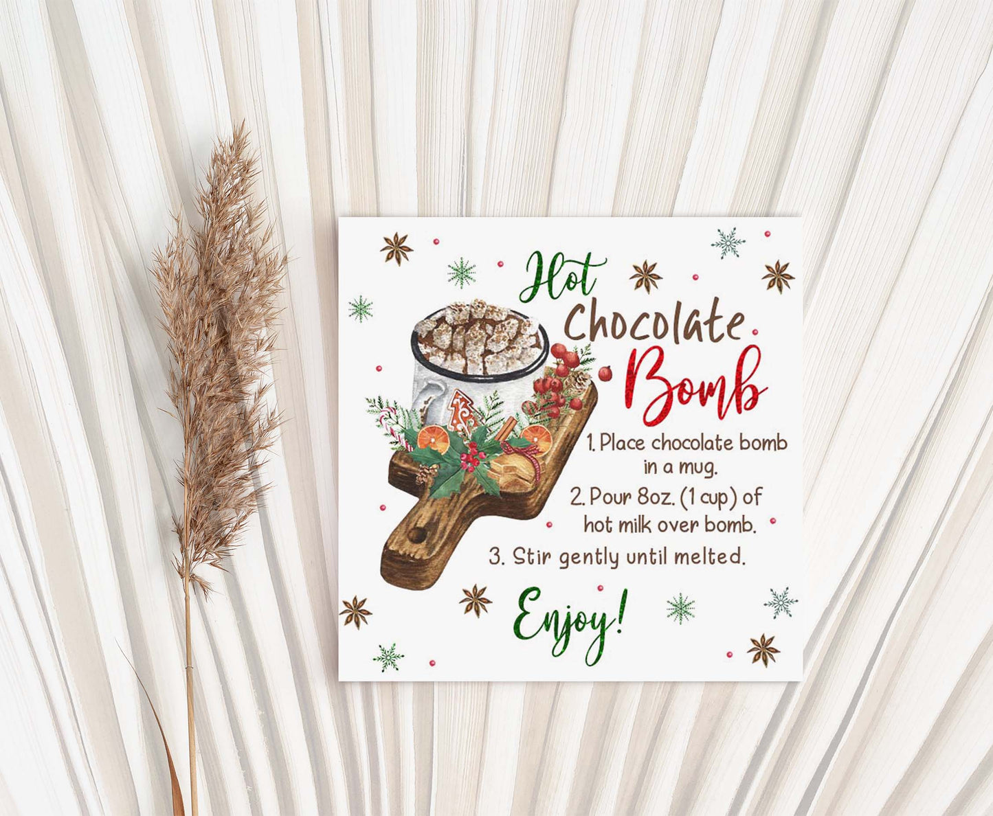 Hot Chocolate Bomb Tags 2"x2" | Christmas Gift Tags - 112