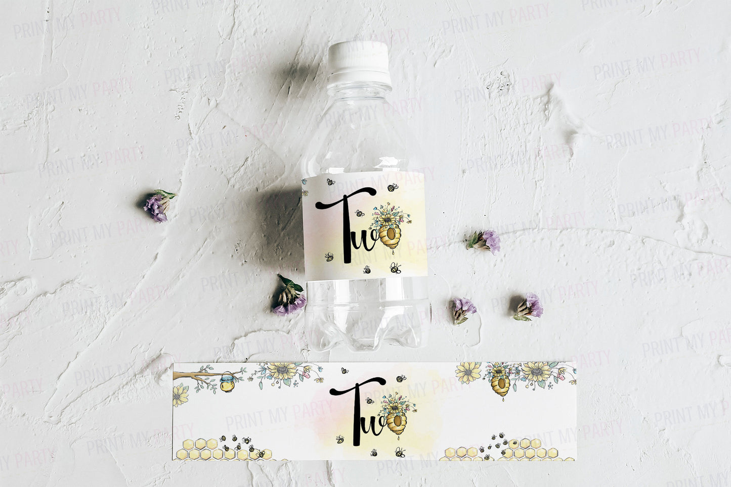 Bee Second Birthday Water Bottle Labels | Bumble Bee Theme Party - 61A