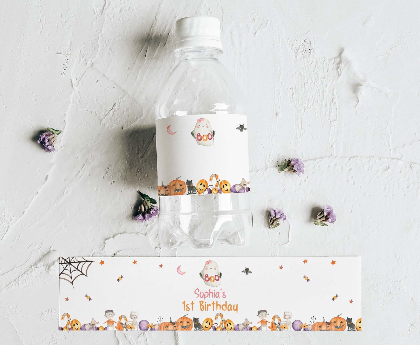 Editable Girl Ghost Water Label | Halloween Party Printables - 115L