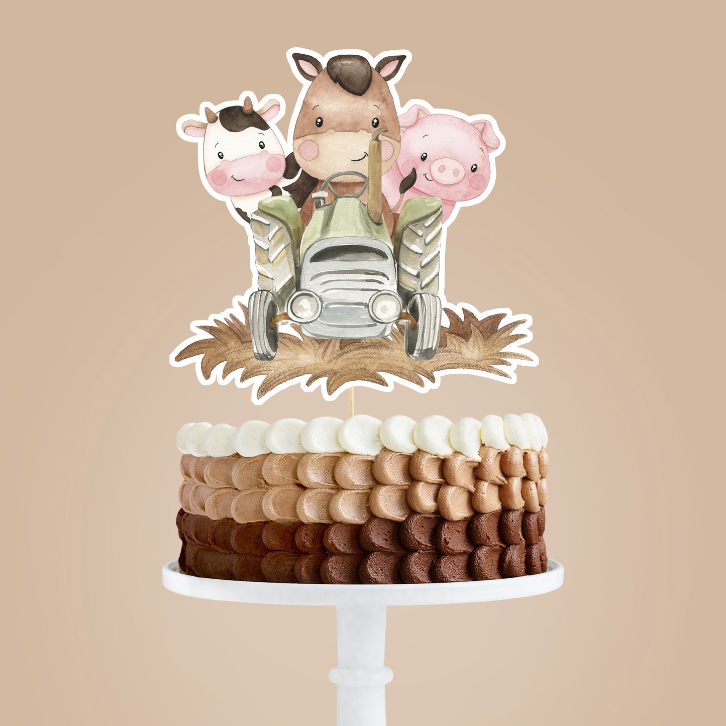 Farm Cake topper Double-Sided | Farm Animals Party Decorations - 11E
