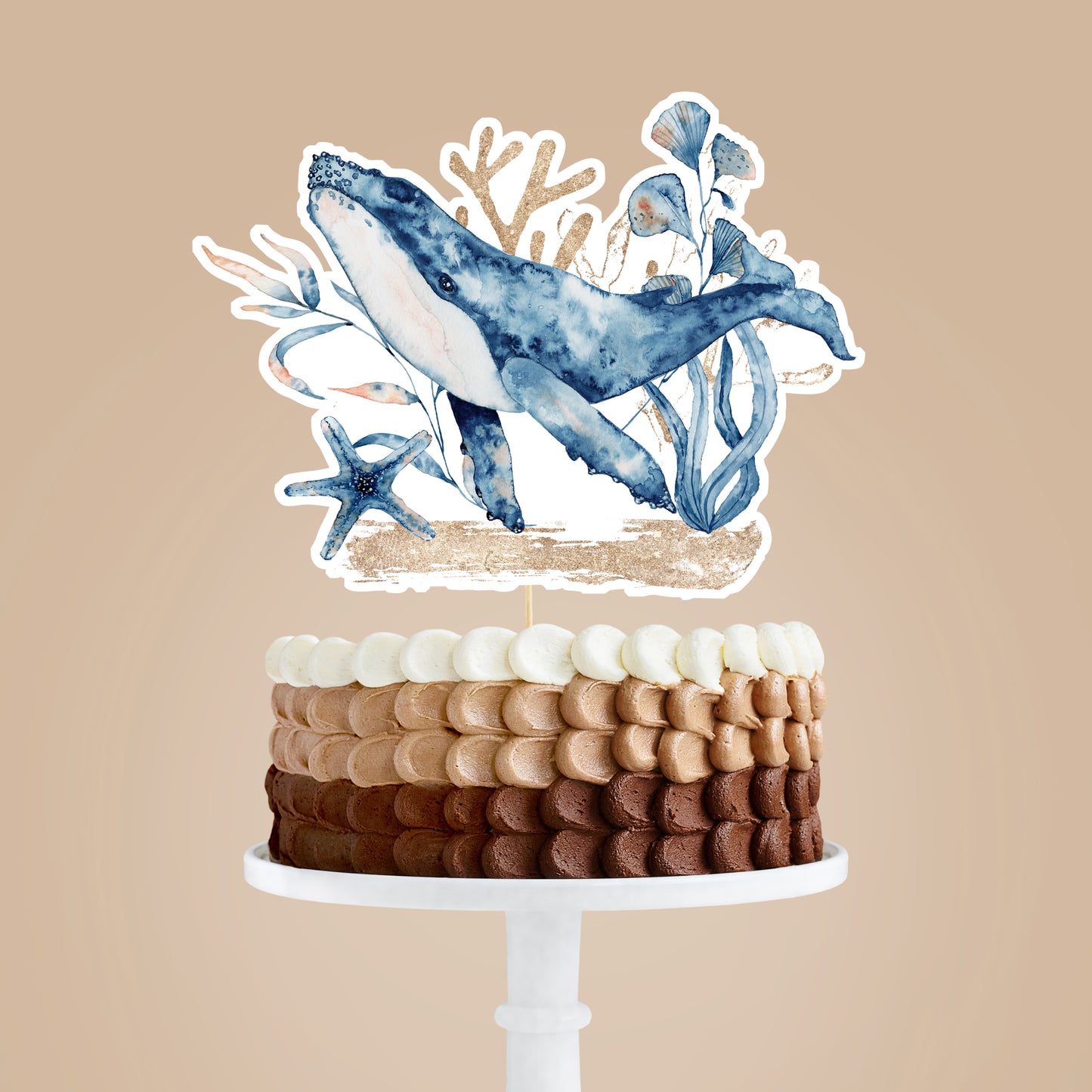 Whale Cake topper | Ocean Birthday Party Decorations - 44C