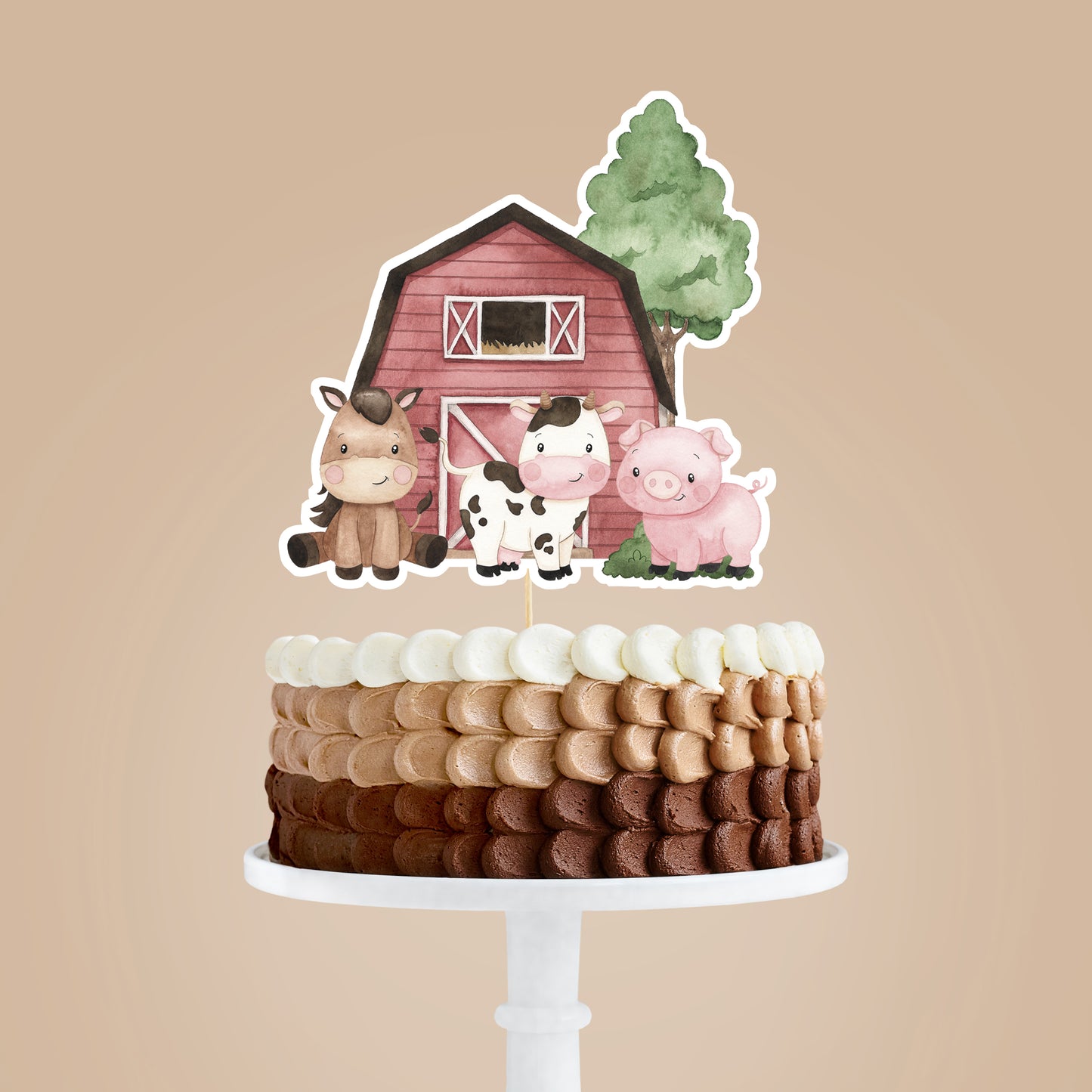 Farm animals Cake topper  | Red Barnyard Birthday Party Decorations - 11A