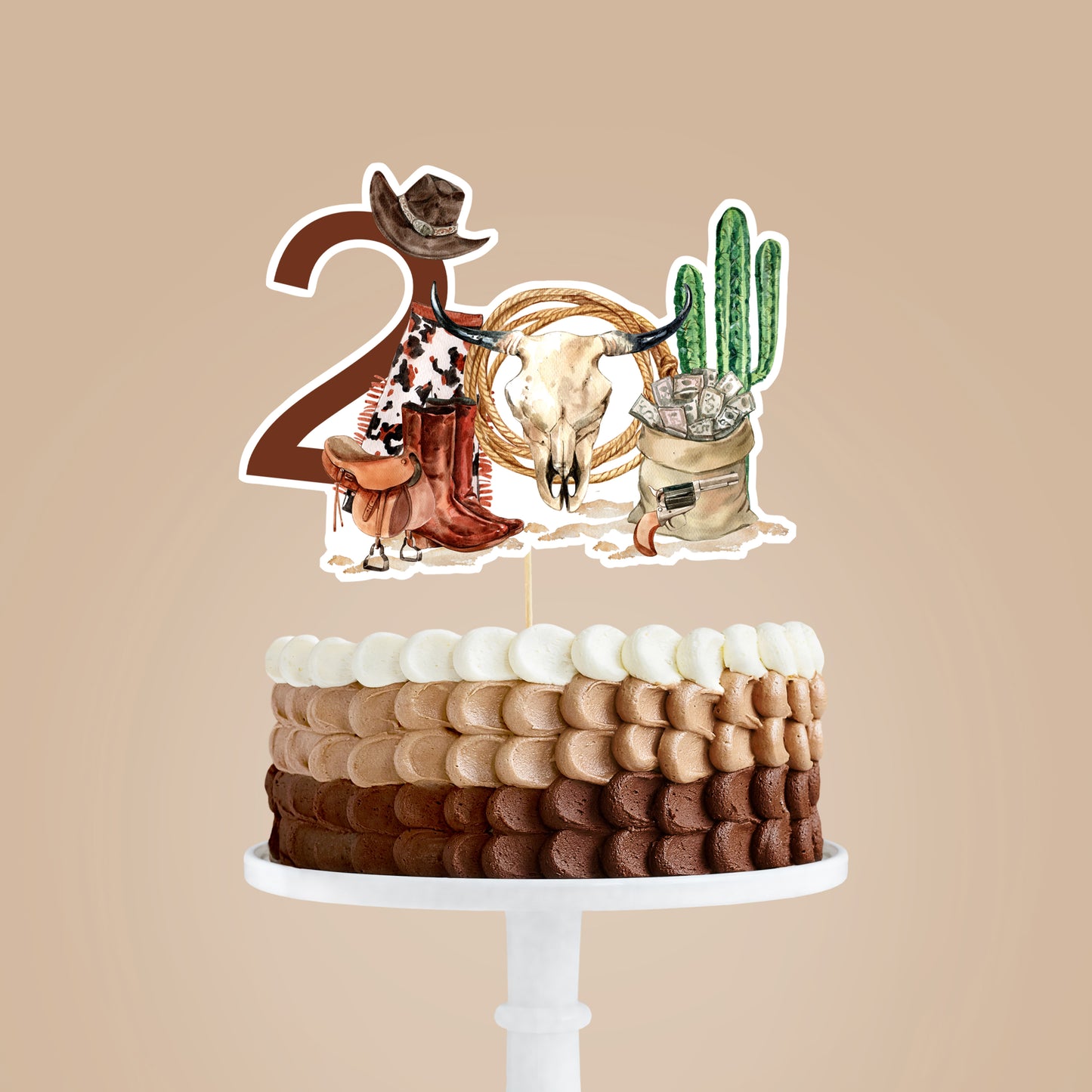 Rodeo Cake topper 2nd birthday | Cowboy Party Decorations - 34A