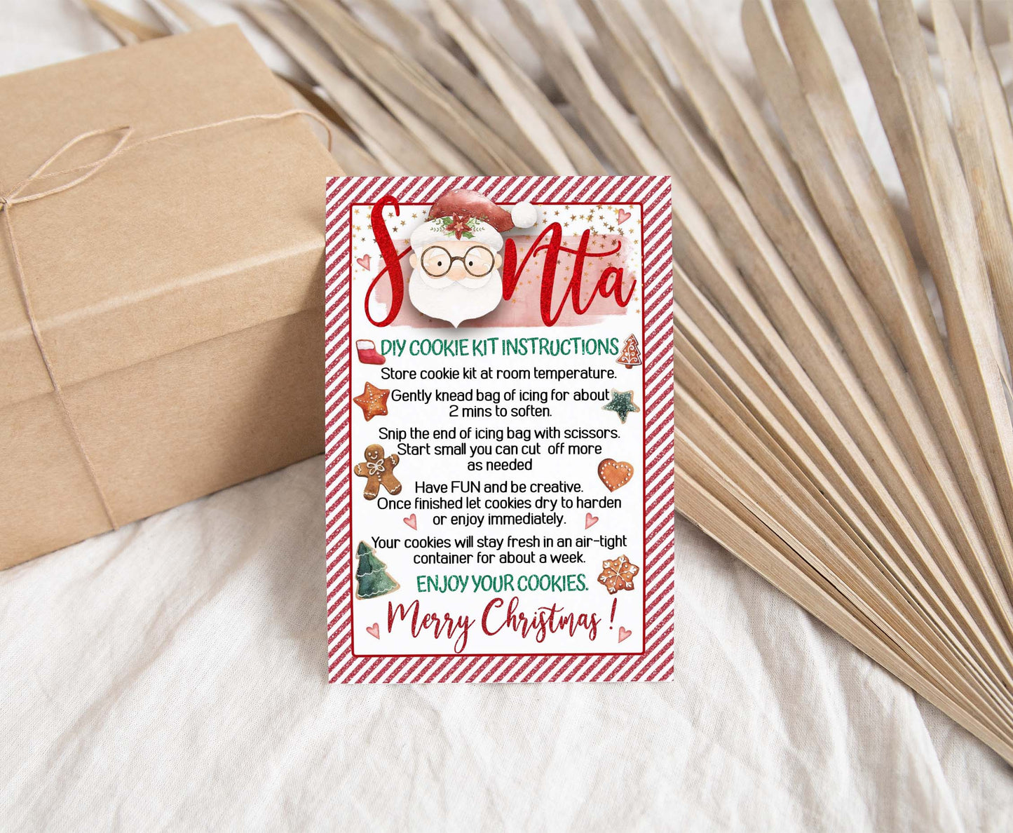Editable Santa DIY Cookie Kit Instructions Card | Christmas Printable Cards - 112