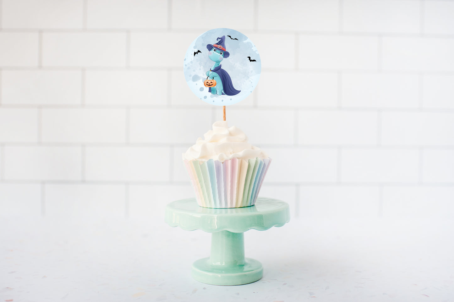 Halloween Birthday Cupcake Toppers | Dinosaur Theme Cupcake Picks - 115F
