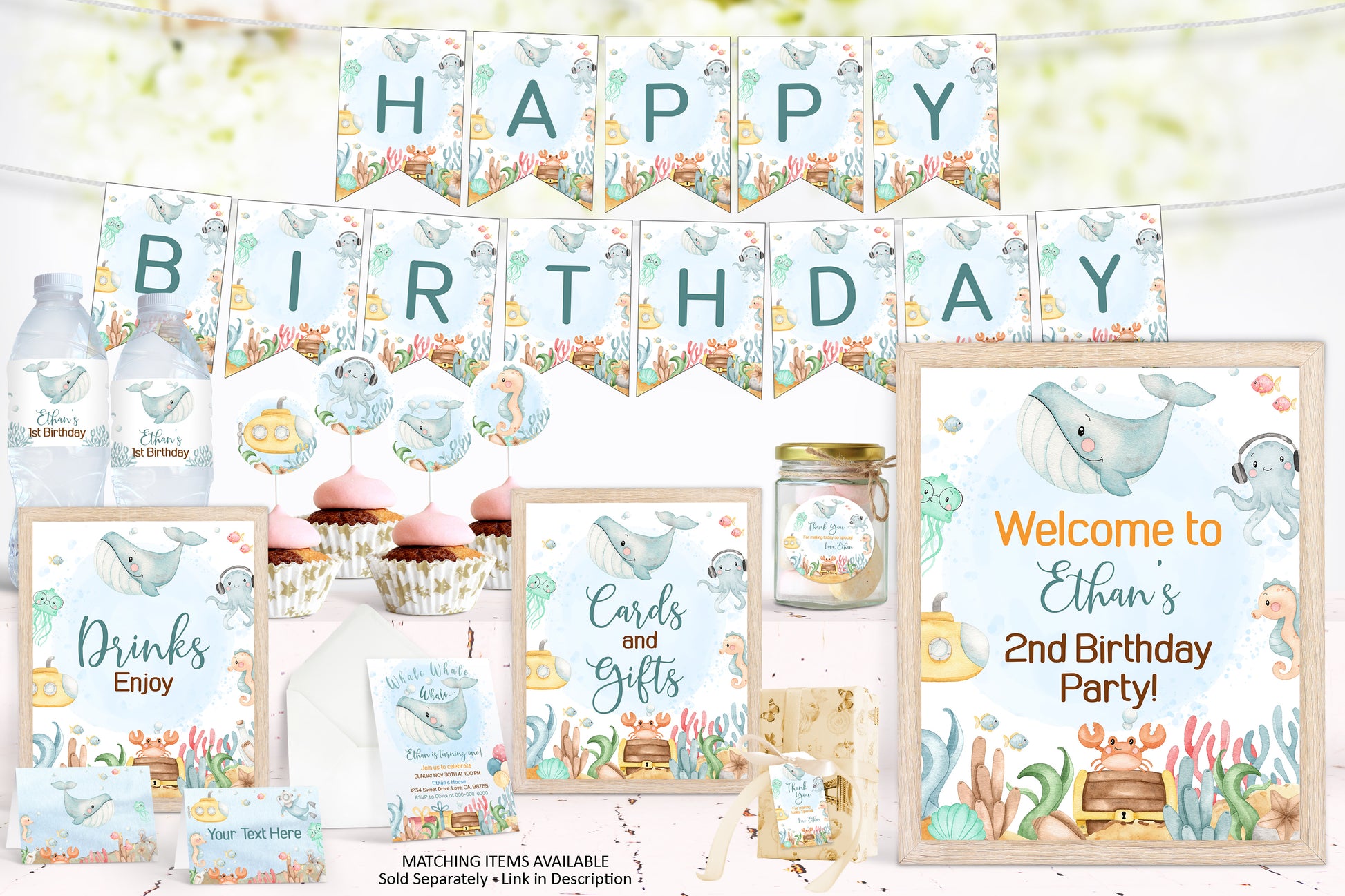 Editable Under the Sea Water Labels  Ocean Birthday Party Decorations –  Print My Party