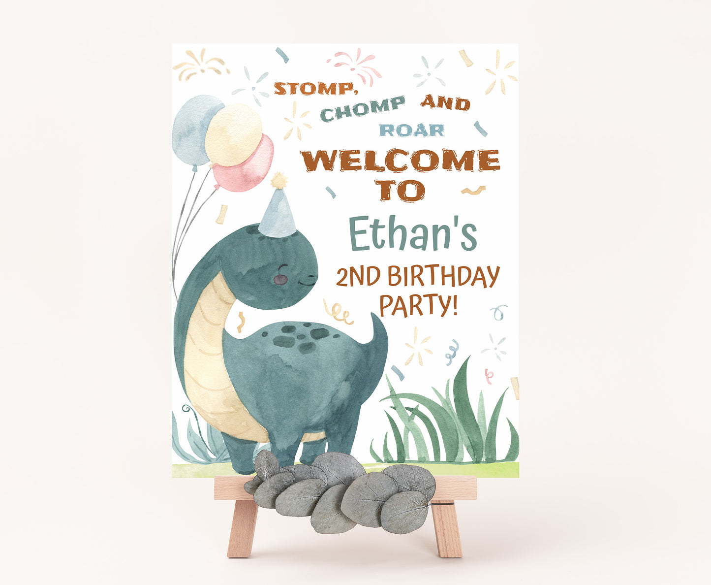Editable Dinosaur Welcome Sign | Dino Birthday Party Decorations - 08B