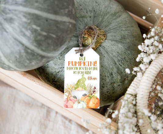 Editable Gnome Autumn Tags | Fall Pumpkin Favor Tags - 30