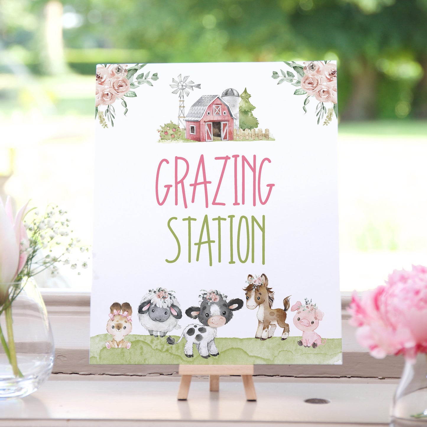 Grazing Station Sign Printable | Floral Farm Party Decorations - 11C1