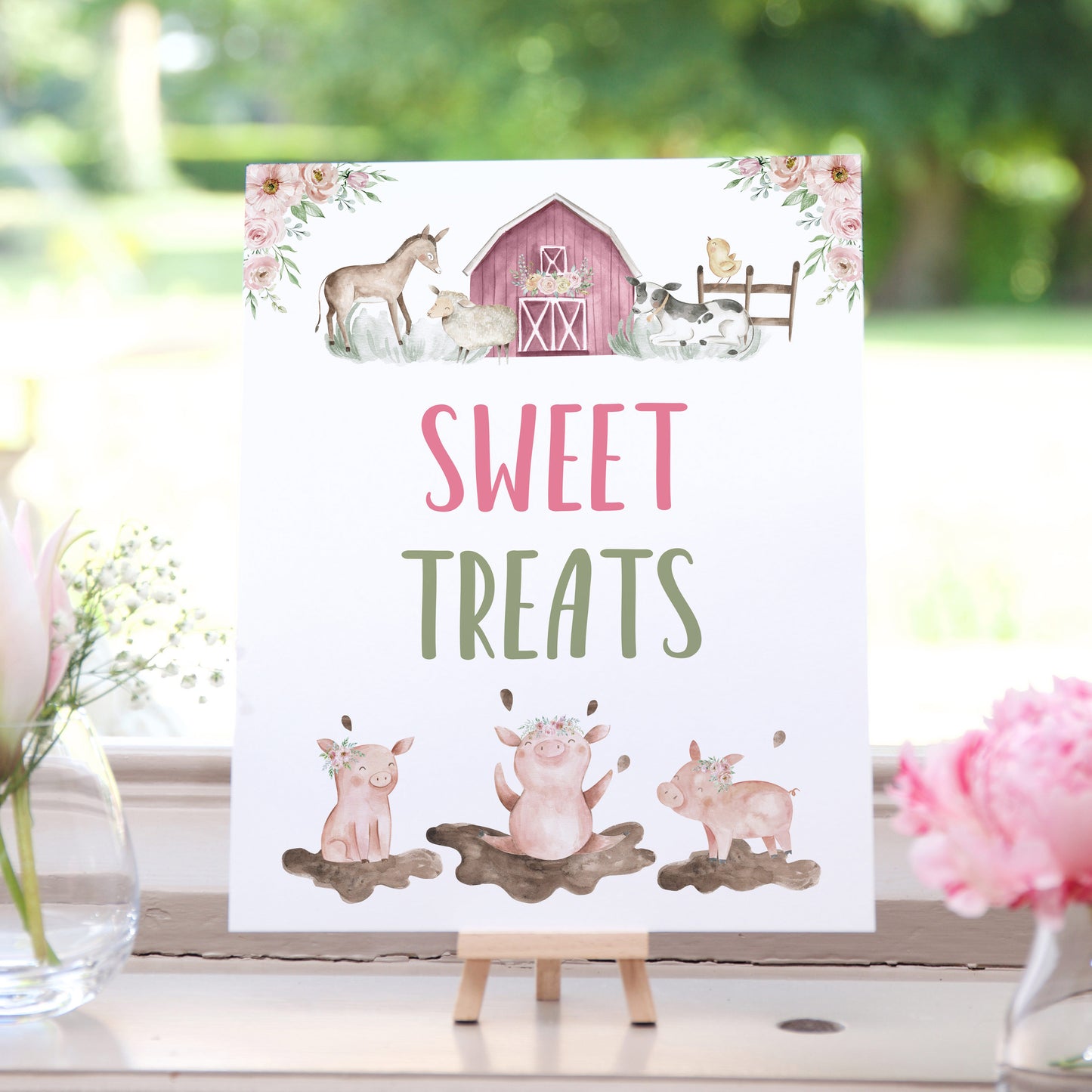 Floral Sweet Treats Sign | Girl Farm Party Decorations - 11B