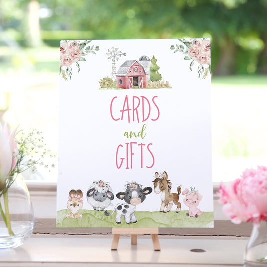 Cards and Gifts Sign Printable | Floral Farm Party Table Decoration - 11C1