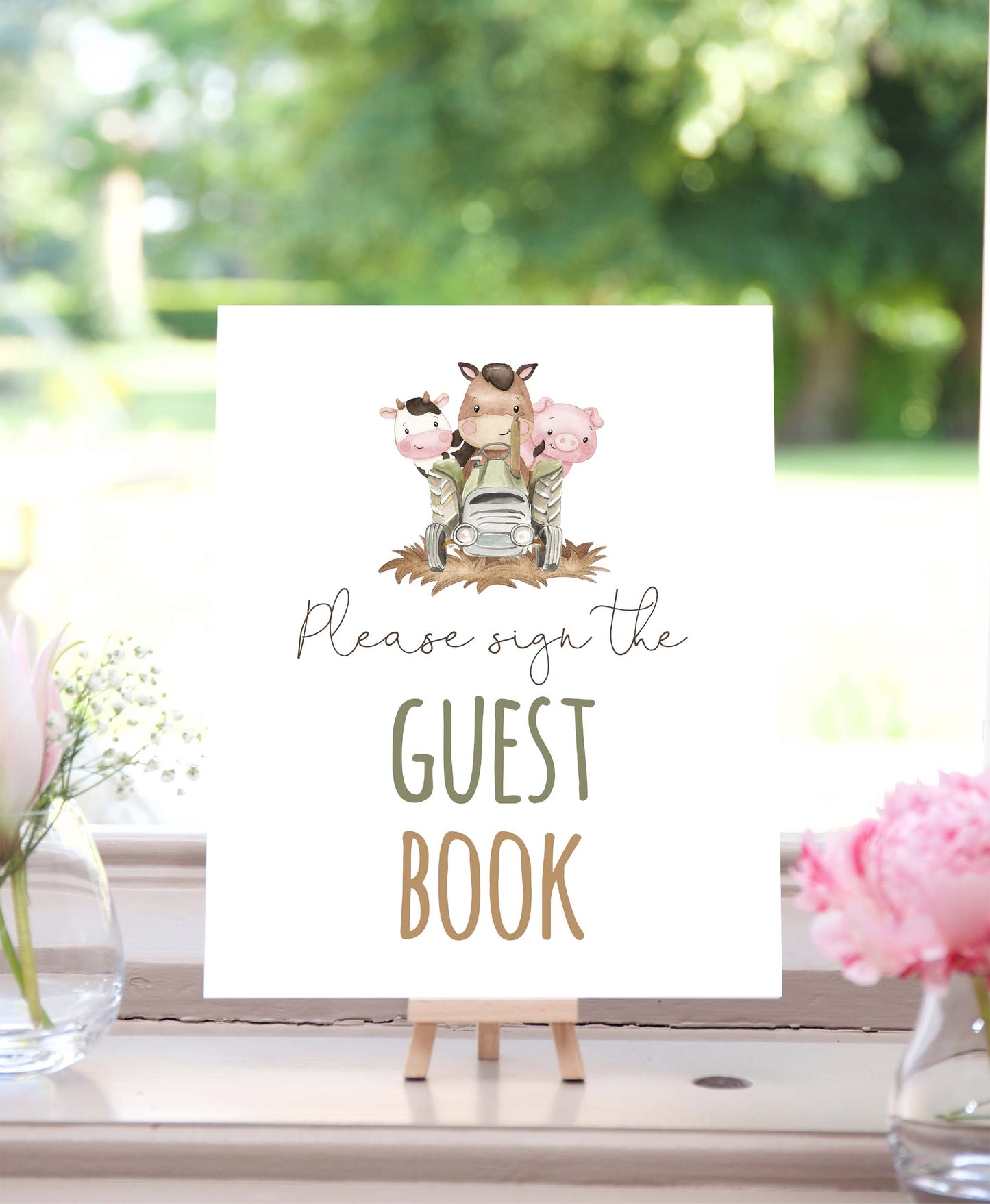 Guest Book Sign Printable | Farm Party Table Decoration - 11E