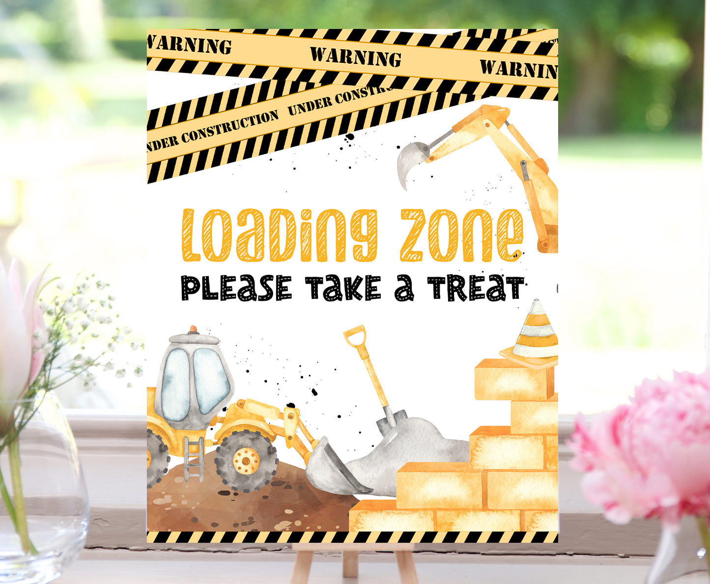 Loading Zone Table Sign Printable | Construction Party Table Decoration - 07A