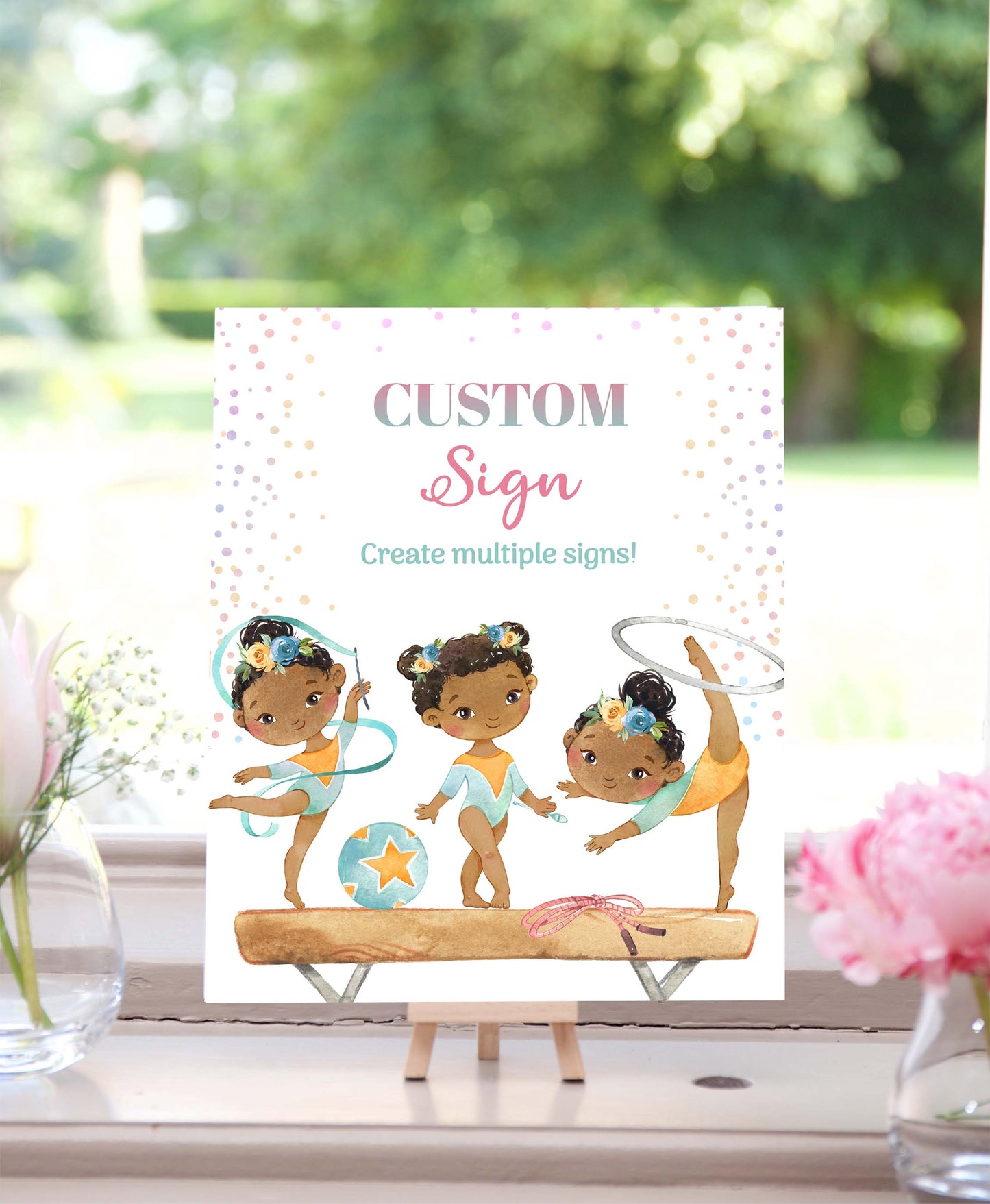 Custom Gymnastic Table Sign | Girl Gymnastic Theme Party Decorations - 99A