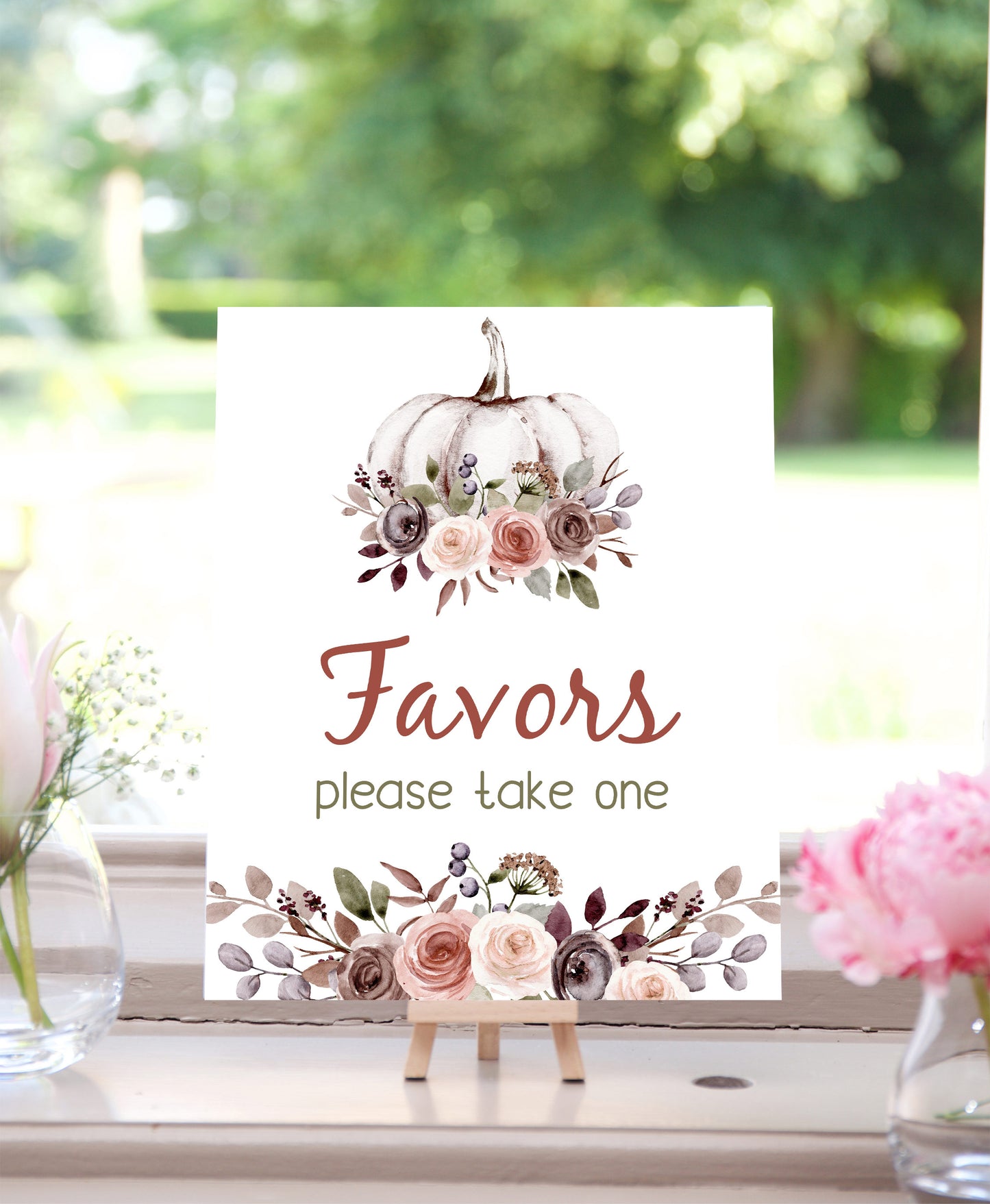 Fall Favors Sign | Pumpkin Themed Party Table Decorations - 30I