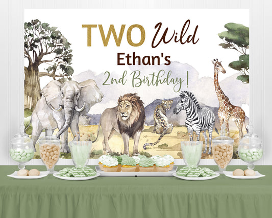 Editable Safari Second Birthday Backdrop Banner | Safari Party Sign - 35I