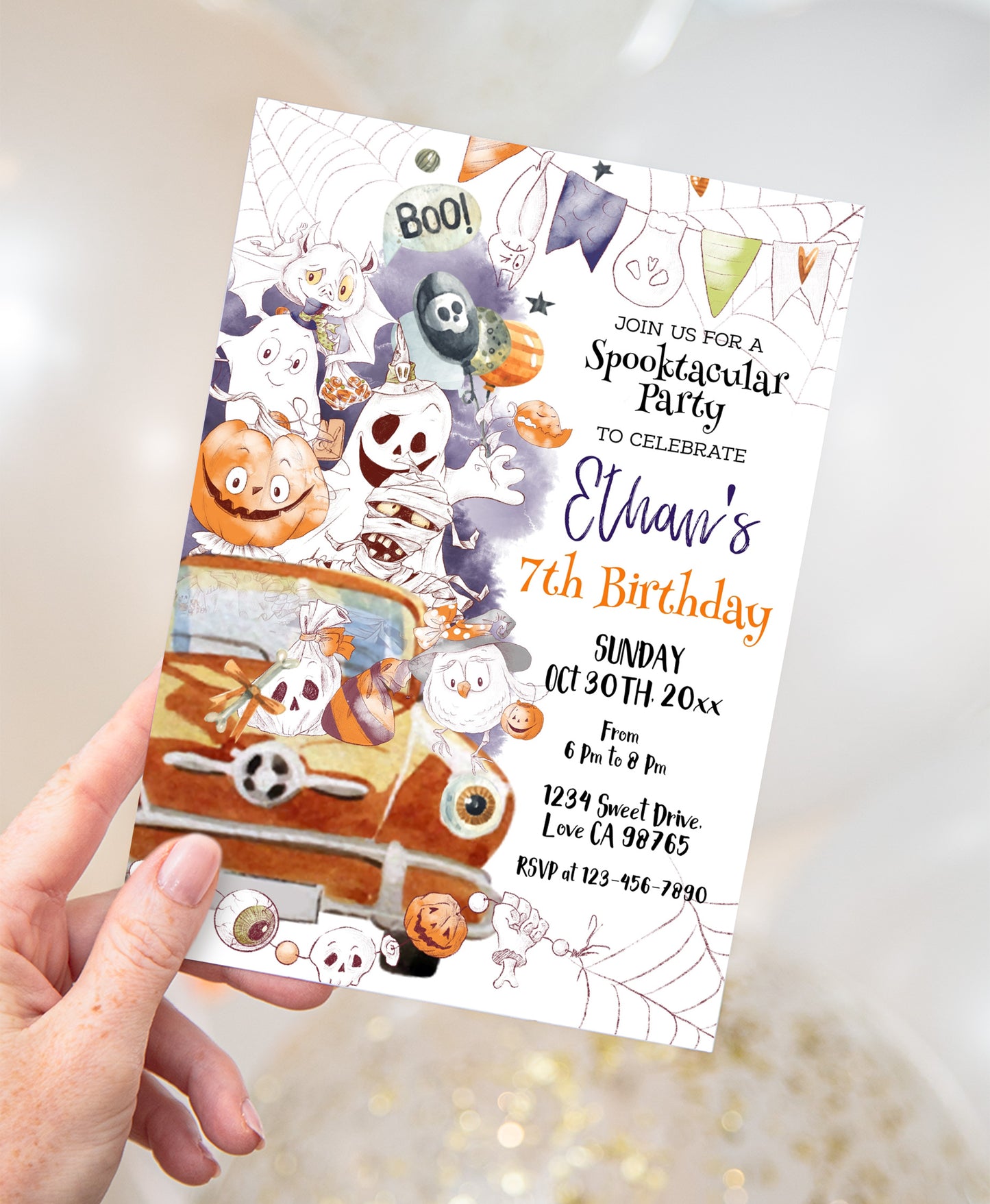 Editable Halloween Birthday Invitation | Kids Halloween Party Invite - 115A