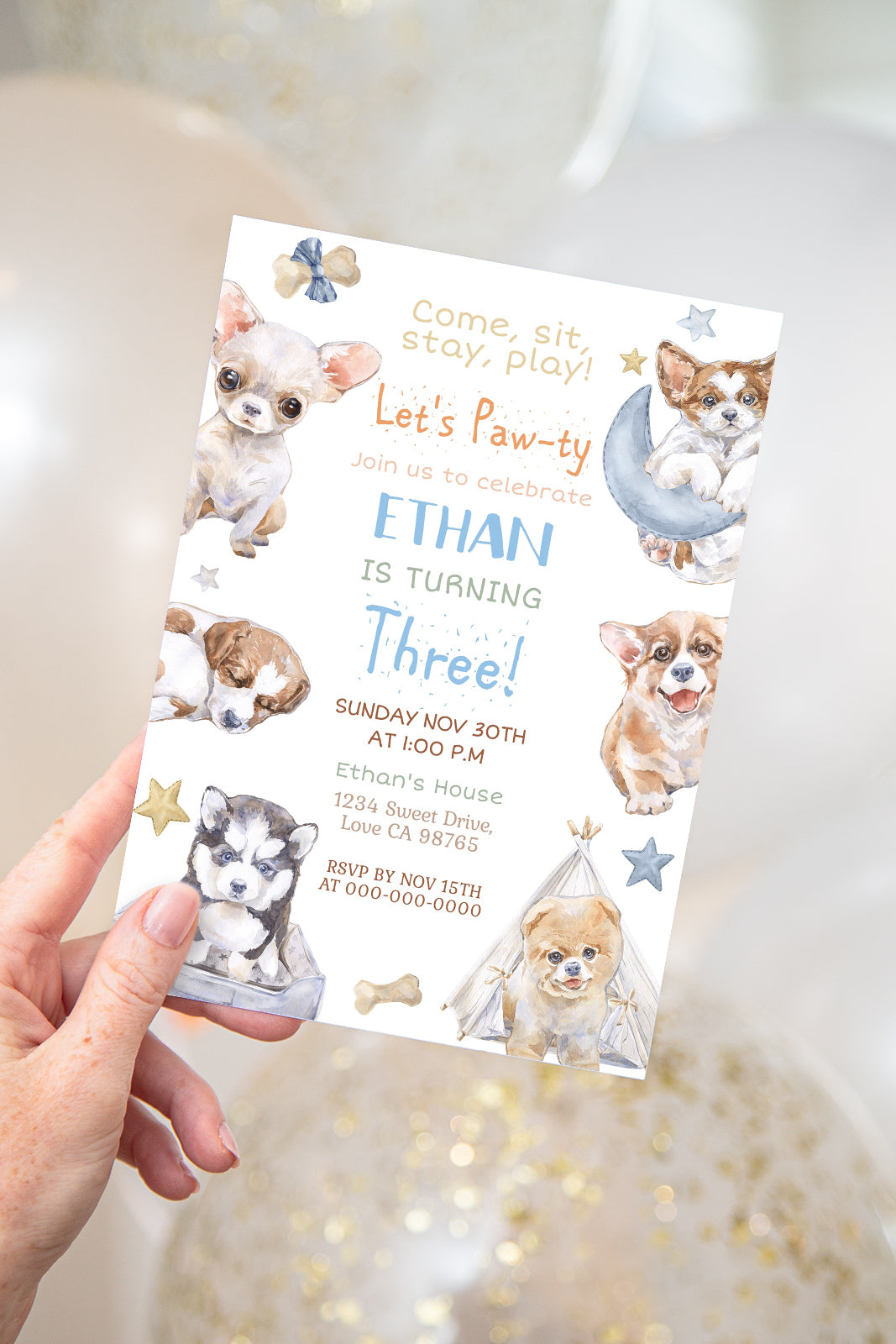 Dog Birthday Invitation | Editable Puppy Party Invite - 72A