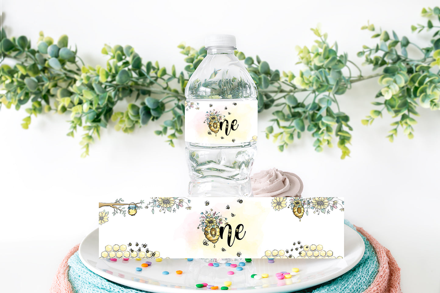 Bee First Birthday Water Bottle Labels | Sweet to Bee ONE Party Decorations - 61A