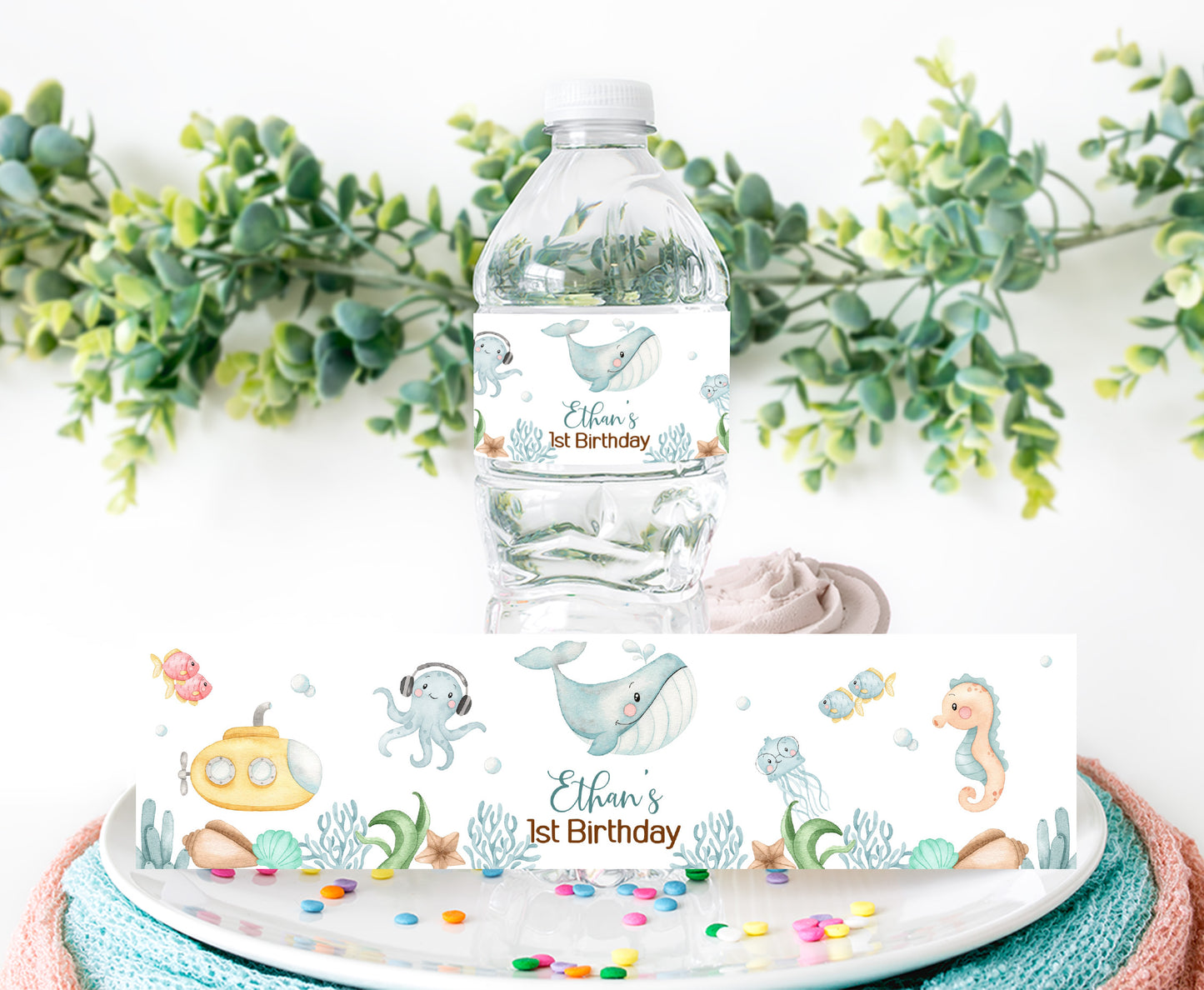 Editable Under the Sea Water Labels | Ocean Birthday Party Decorations- 44A