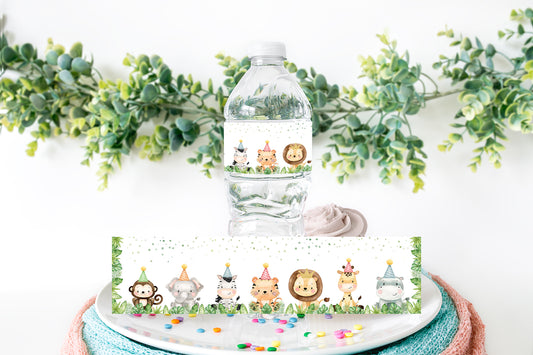 Safari Water Bottle Labels | Jungle Themed Birthday Party Decorations - 35E