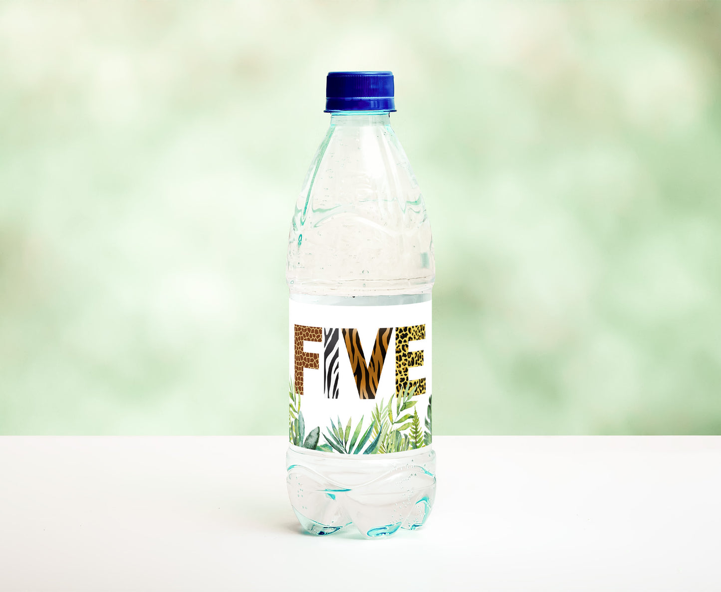 Five Safari Water Bottle Labels Animal Print | Jungle 5th Birthday Party Decorations - 35H
