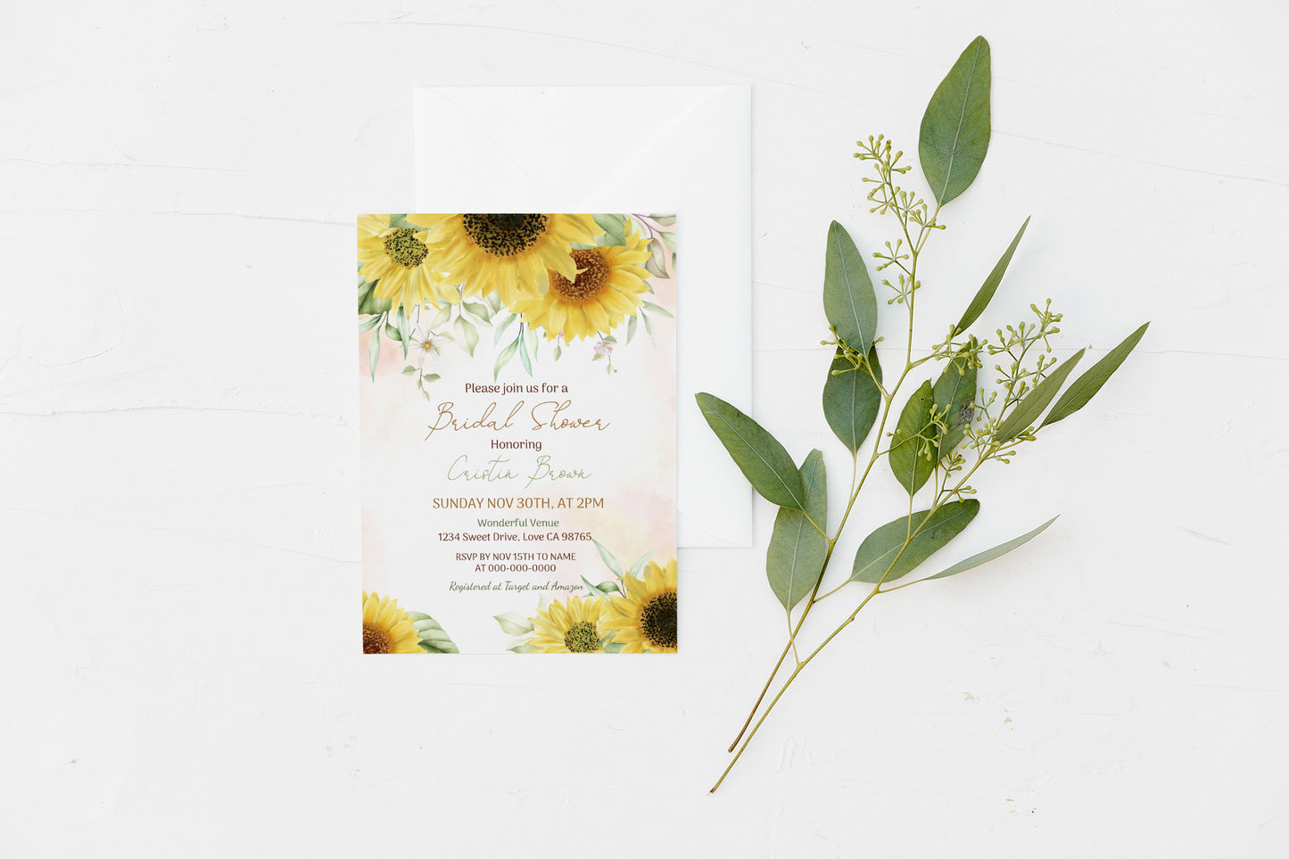 Sunflower Bridal Shower Invitation | Editable Yellow Floral Bride To Be Shower Invite - 56Aw